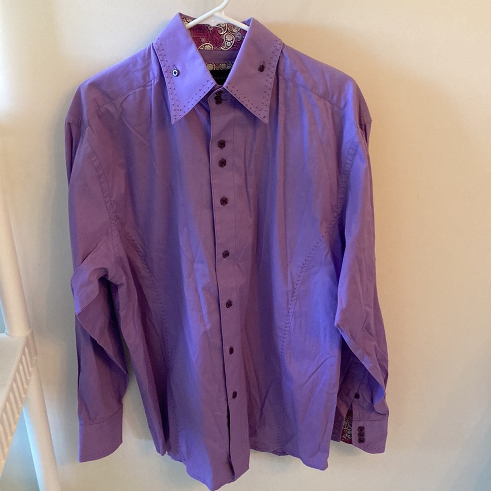 KNOCKOUT PREMIUM LABEL Contrasting Paisley Trim Neckline/Cuffs Purple Lg